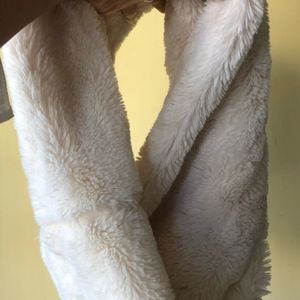 Fleece white infinity scarf